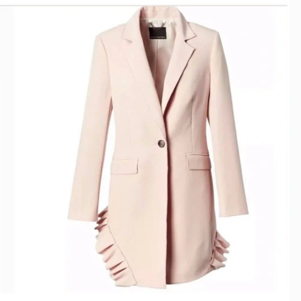 NWT Olivia Palermo x Banana Republic Women's Ruffle Accent Coat S - Picture 3 of 10